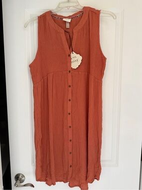 NWT Knox Rose Sleeveless Button-Front Rust Midi Dress